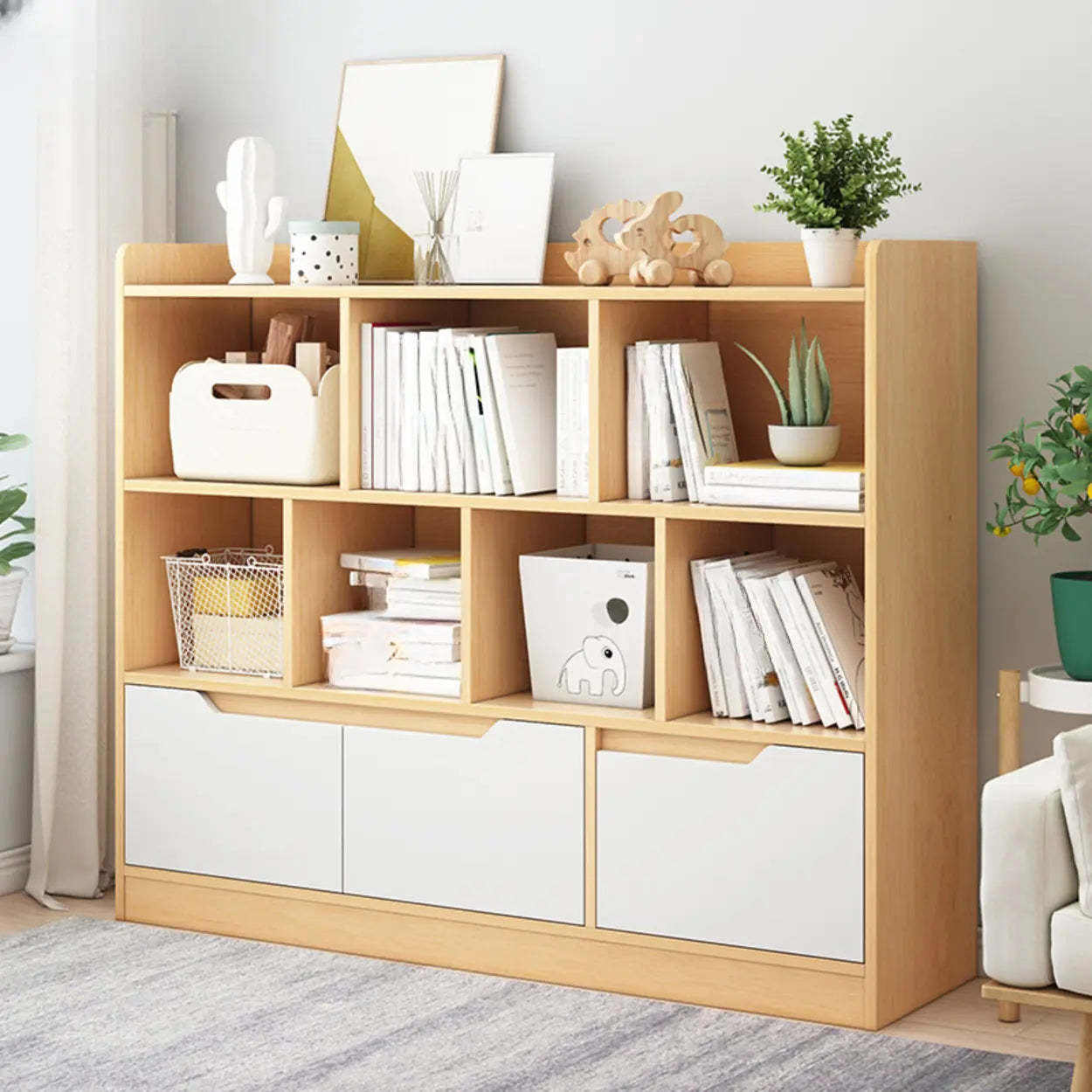Simple Modern Rectangular Wide Bookcase