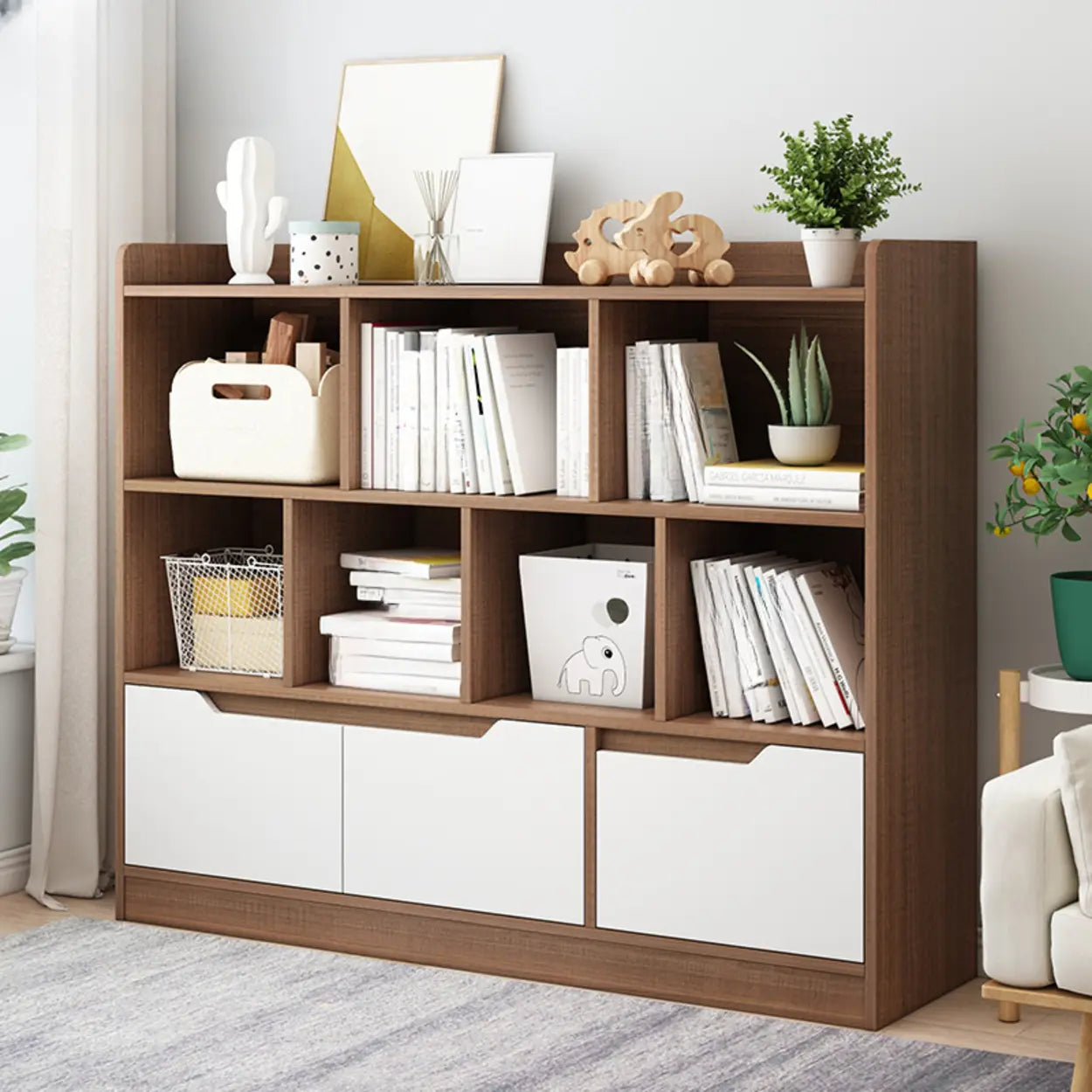 Simple Modern Rectangular Wide Bookcase