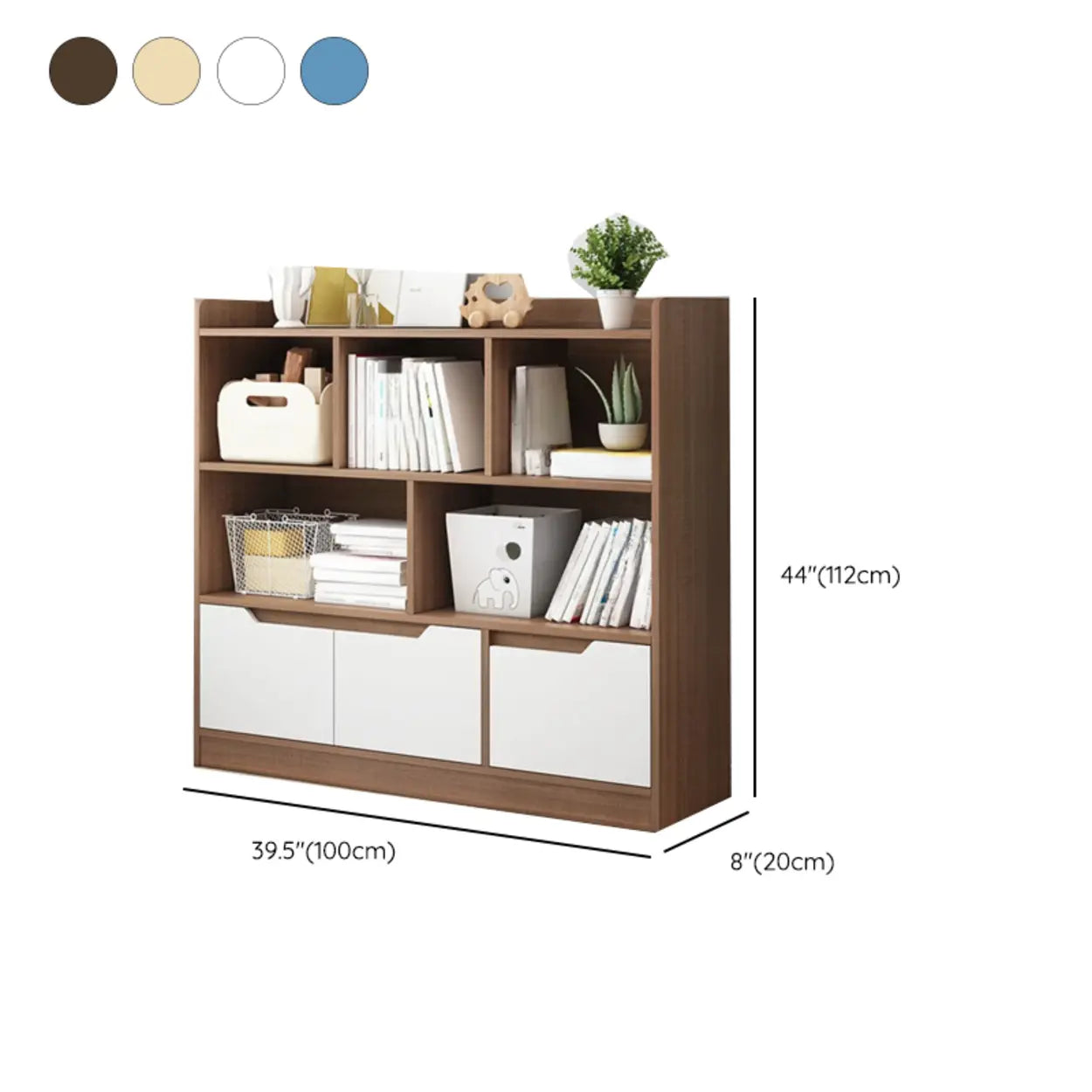 Simple Modern Rectangular Wide Bookcase