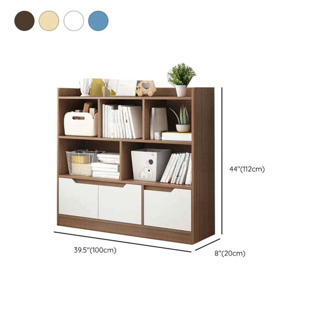 Simple Modern Rectangular Wide Bookcase