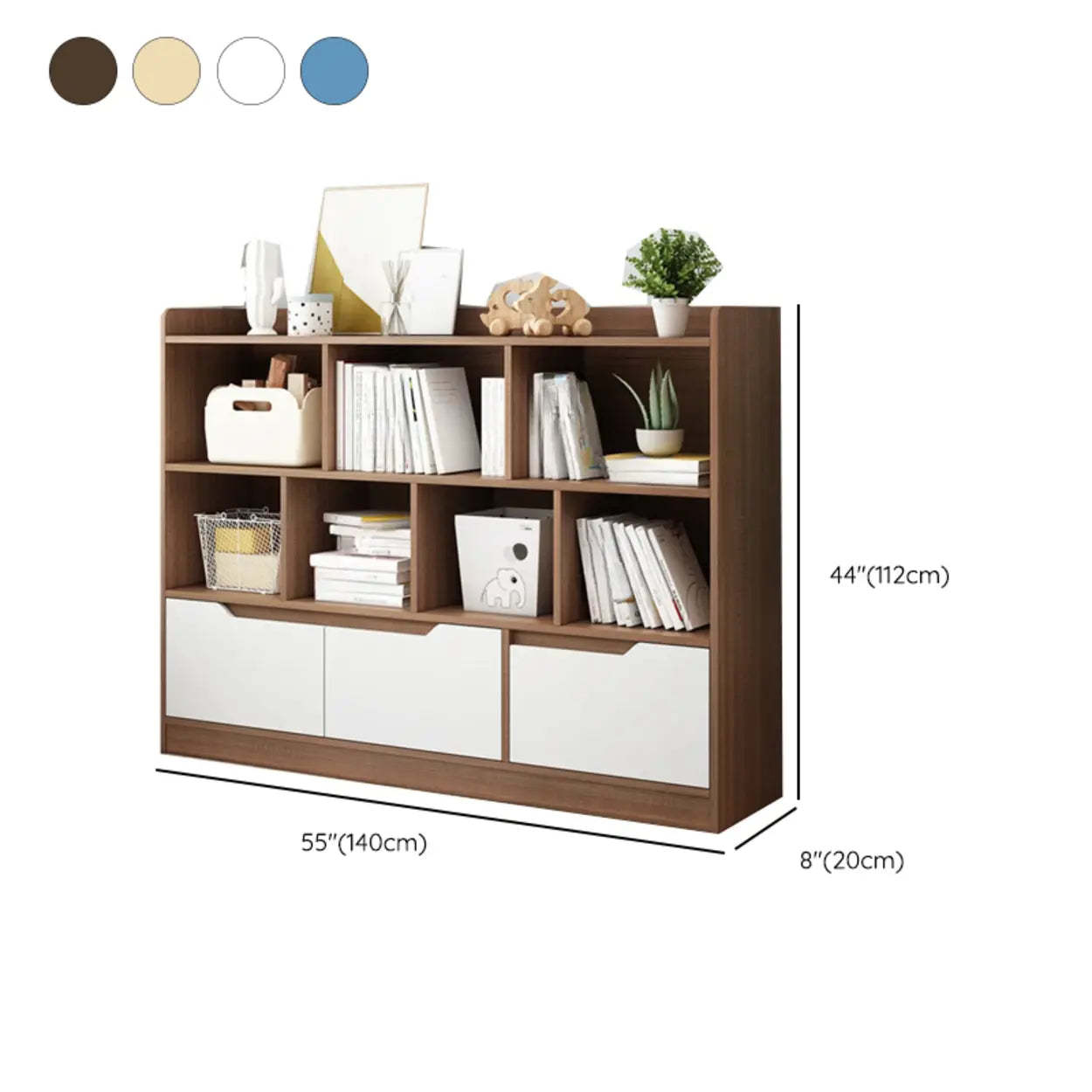 Simple Modern Rectangular Wide Bookcase