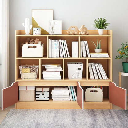 Simple Modern Rectangular Wide Bookcase — Blue