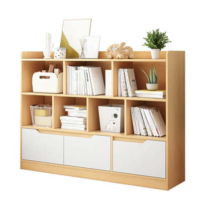 Simple Modern Rectangular Wide Bookcase — Brown