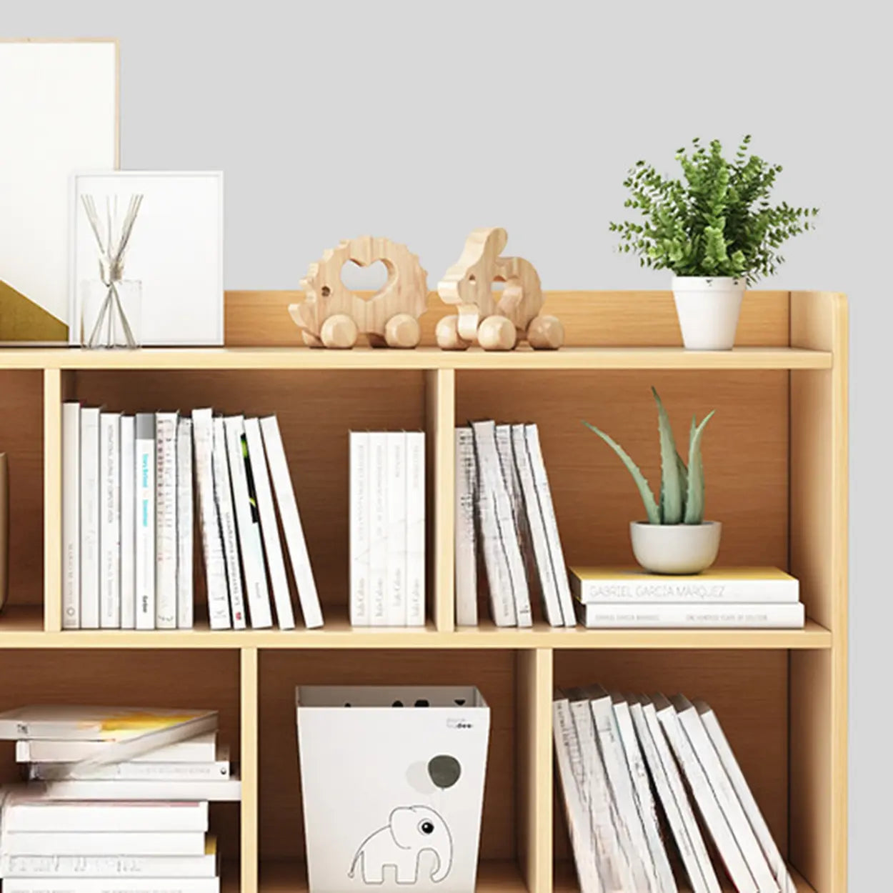 Simple Modern Rectangular Wide Bookcase — Brown