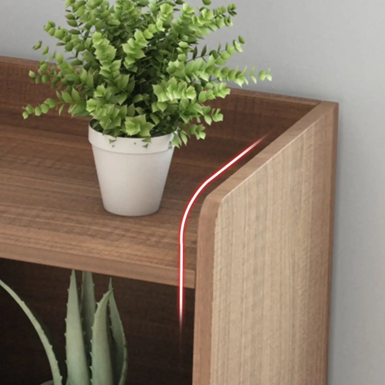 Simple Modern Rectangular Wide Bookcase — Brown