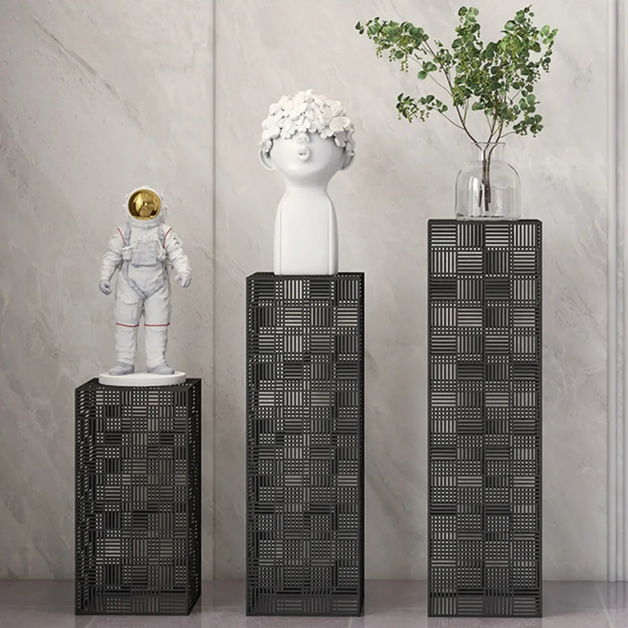 Simple Square Metal Black Plant Table