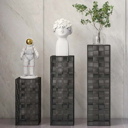 Simple Square Metal Black Plant Table — Black