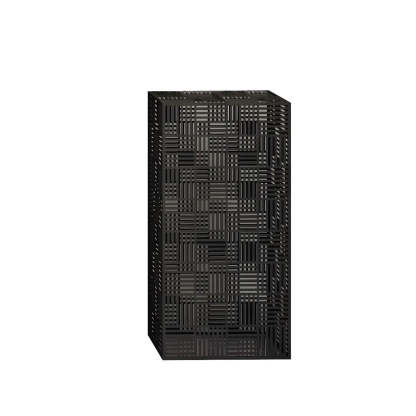 Simple Square Metal Black Plant Table — Black