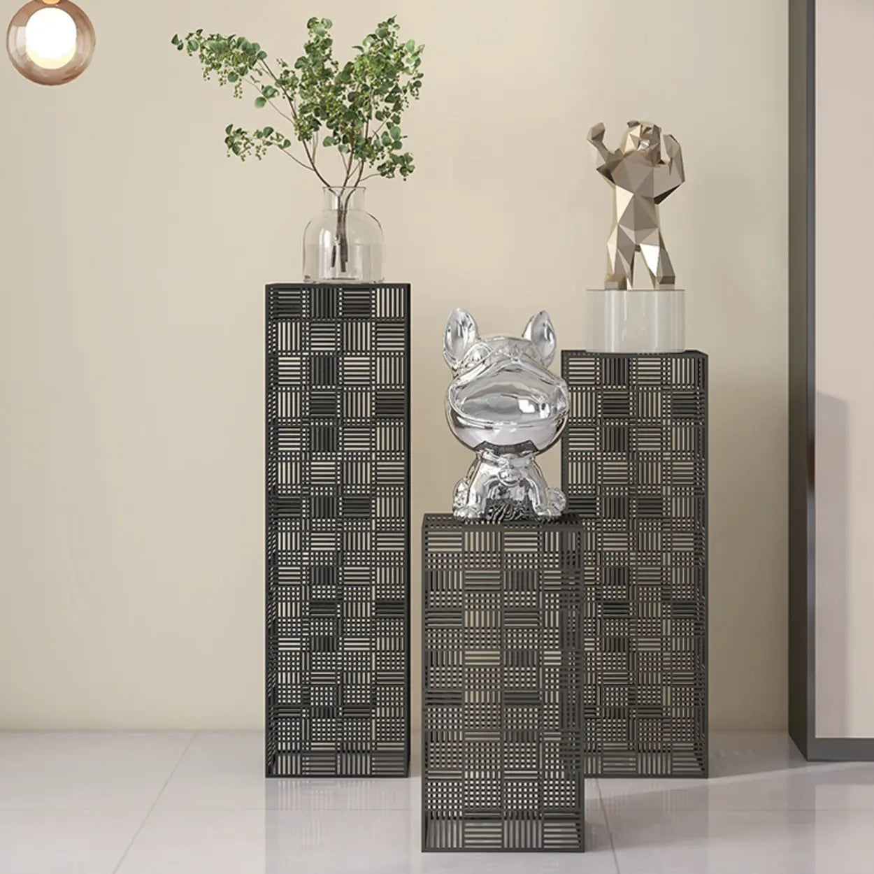 Simple Square Metal Black Plant Table