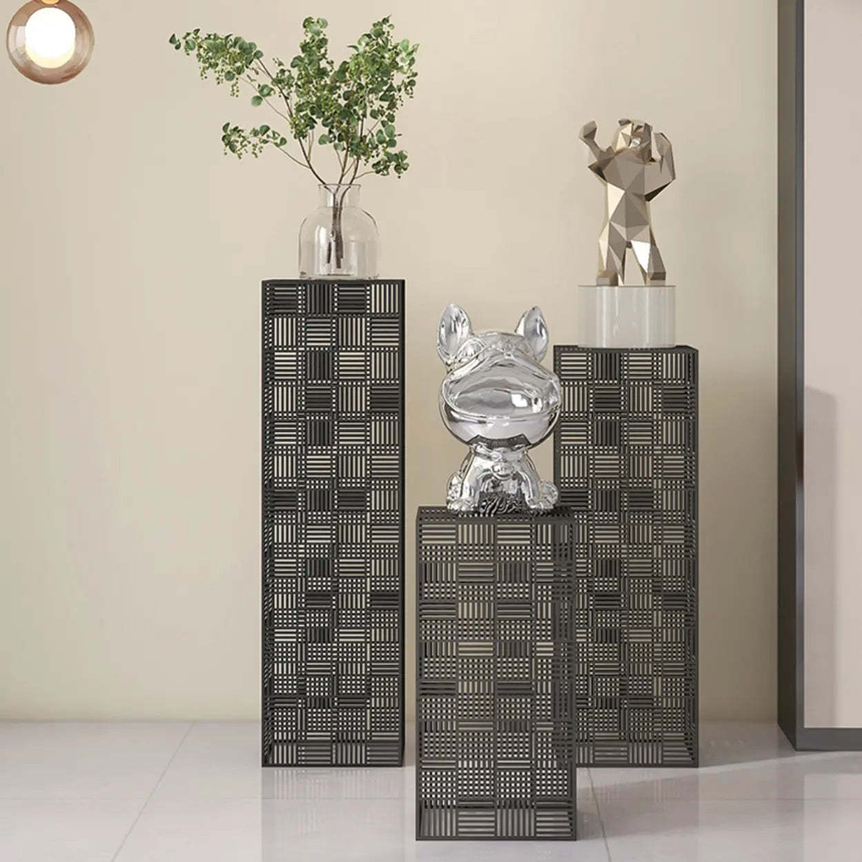 Simple Square Metal Black Plant Table
