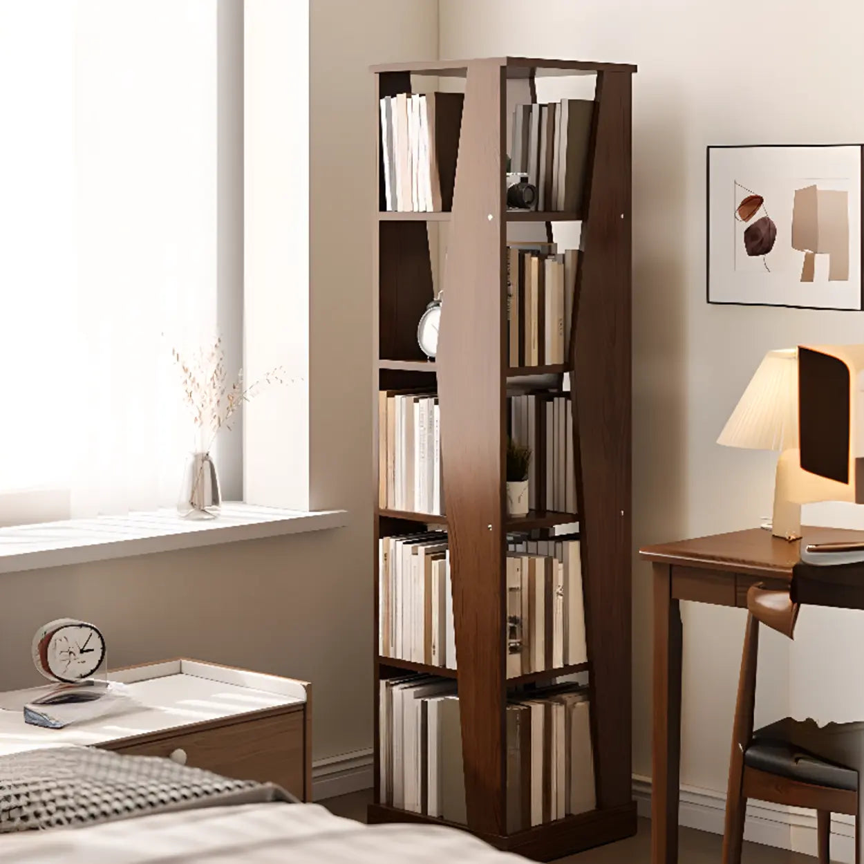 Simple Square Wood Open-Back Tall Bookcase