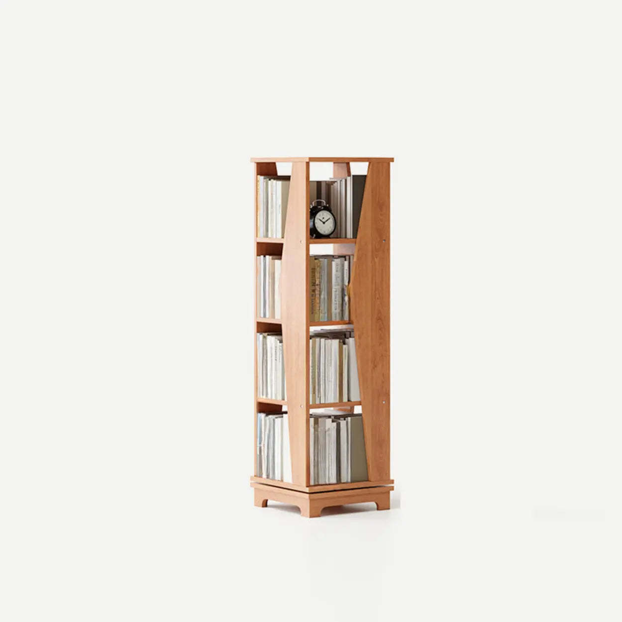 Simple Square Wood Open-Back Tall Bookcase — Nut-Brown
