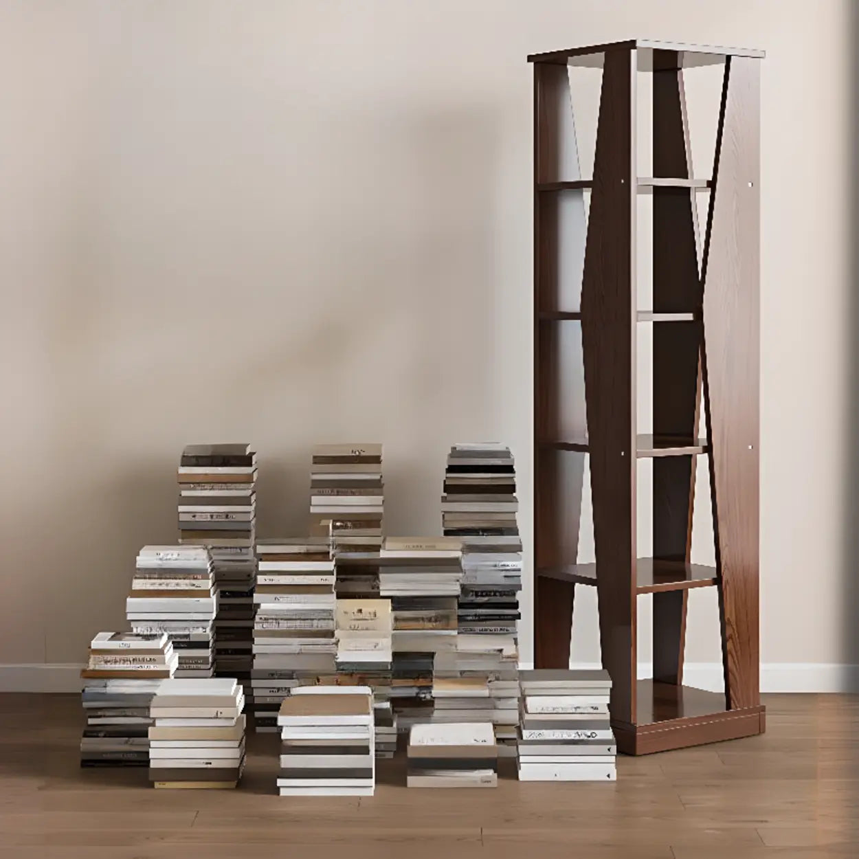 Simple Square Wood Open-Back Tall Bookcase