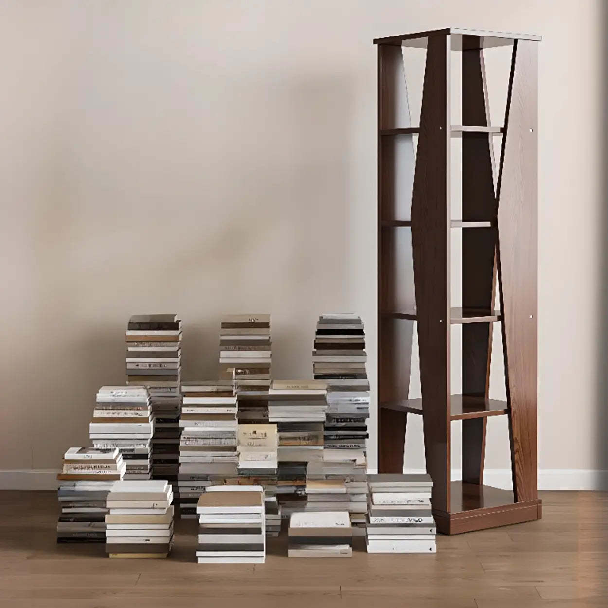 Simple Square Wood Open-Back Tall Bookcase