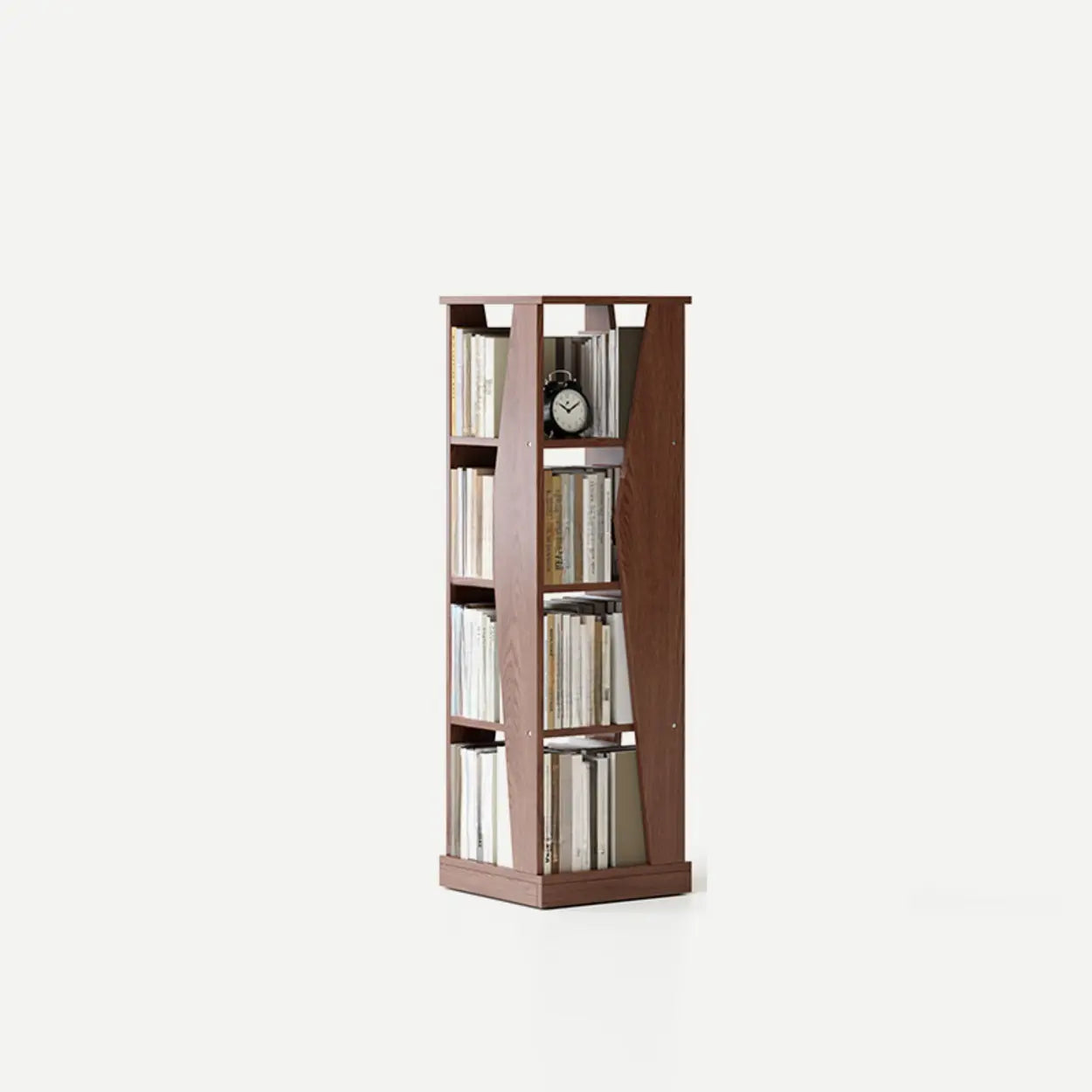Simple Square Wood Open-Back Tall Bookcase — Nut-Brown