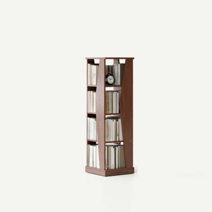 Simple Square Wood Open-Back Tall Bookcase — Nut-Brown