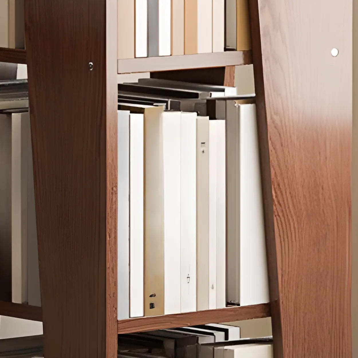 Simple Square Wood Open-Back Tall Bookcase — Nut-Brown