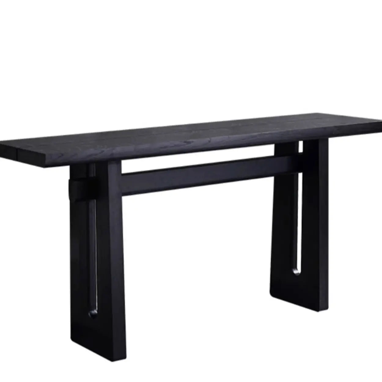 Simple Trestle Timber Black Rectangular Console Table