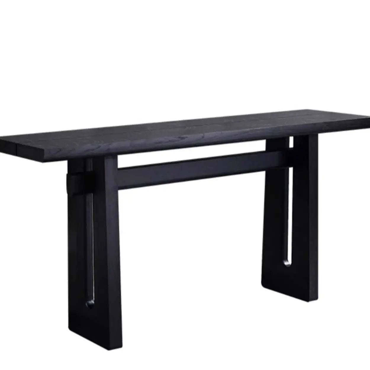 Simple Trestle Timber Black Rectangular Console Table