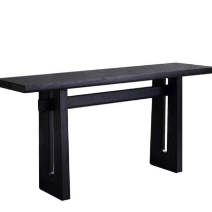 Simple Trestle Timber Black Rectangular Console Table