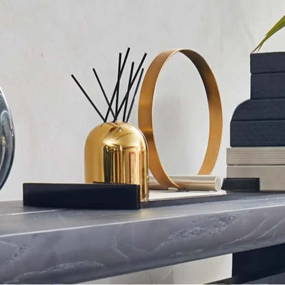 Simple Trestle Timber Black Rectangular Console Table