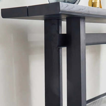 Simple Trestle Timber Black Rectangular Console Table