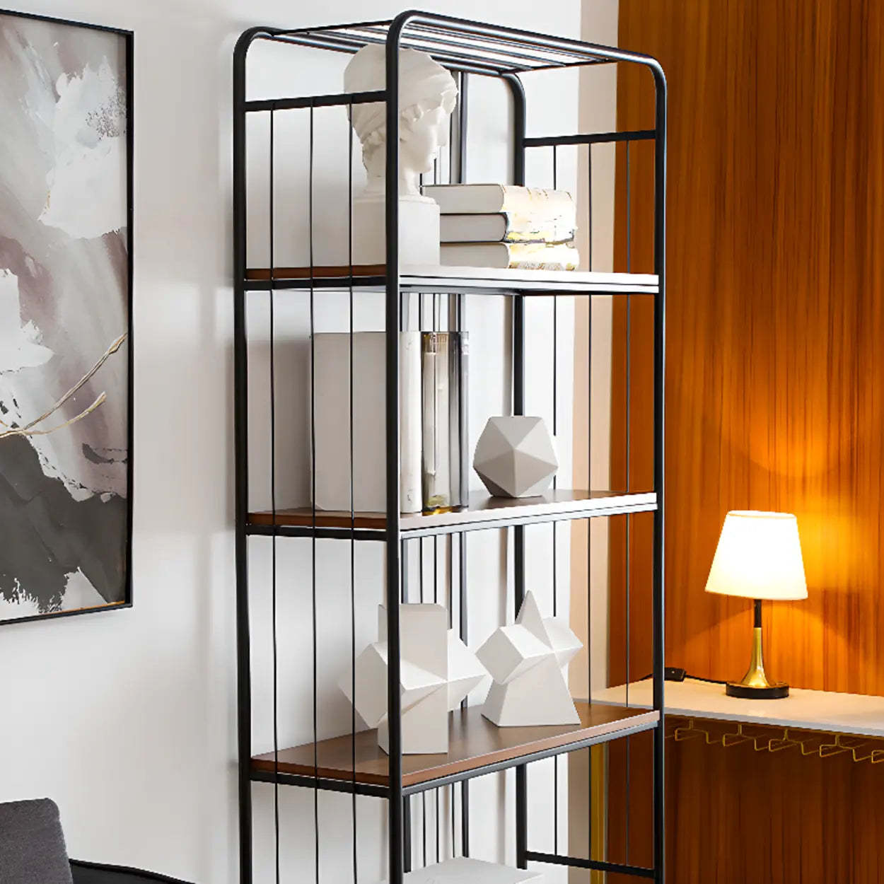 Simple Vertical Metal 4-Shelf Bookshelf