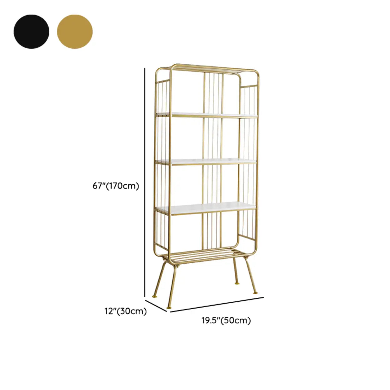 Simple Vertical Metal 4-Shelf Bookshelf