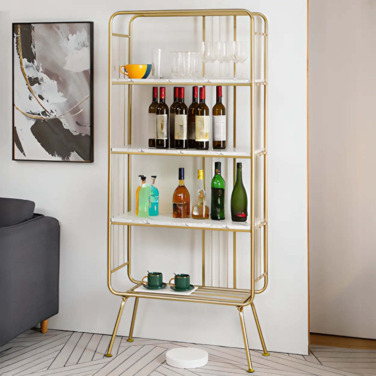 Simple Vertical Metal 4-Shelf Bookshelf — Black