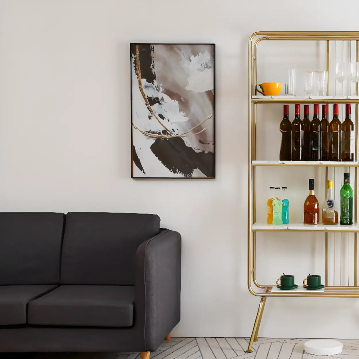 Simple Vertical Metal 4-Shelf Bookshelf — Gold