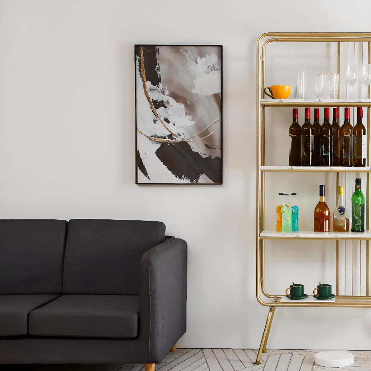 Simple Vertical Metal 4-Shelf Bookshelf — Gold