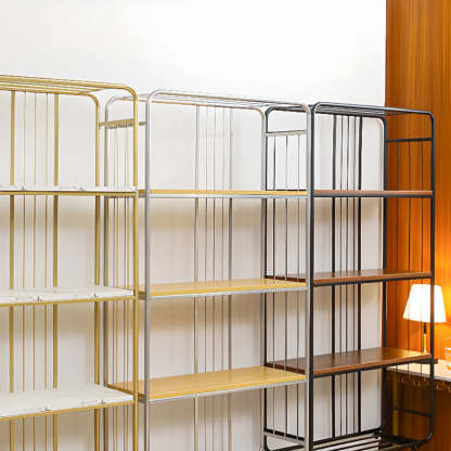 Simple Vertical Metal 4-Shelf Bookshelf — Gold