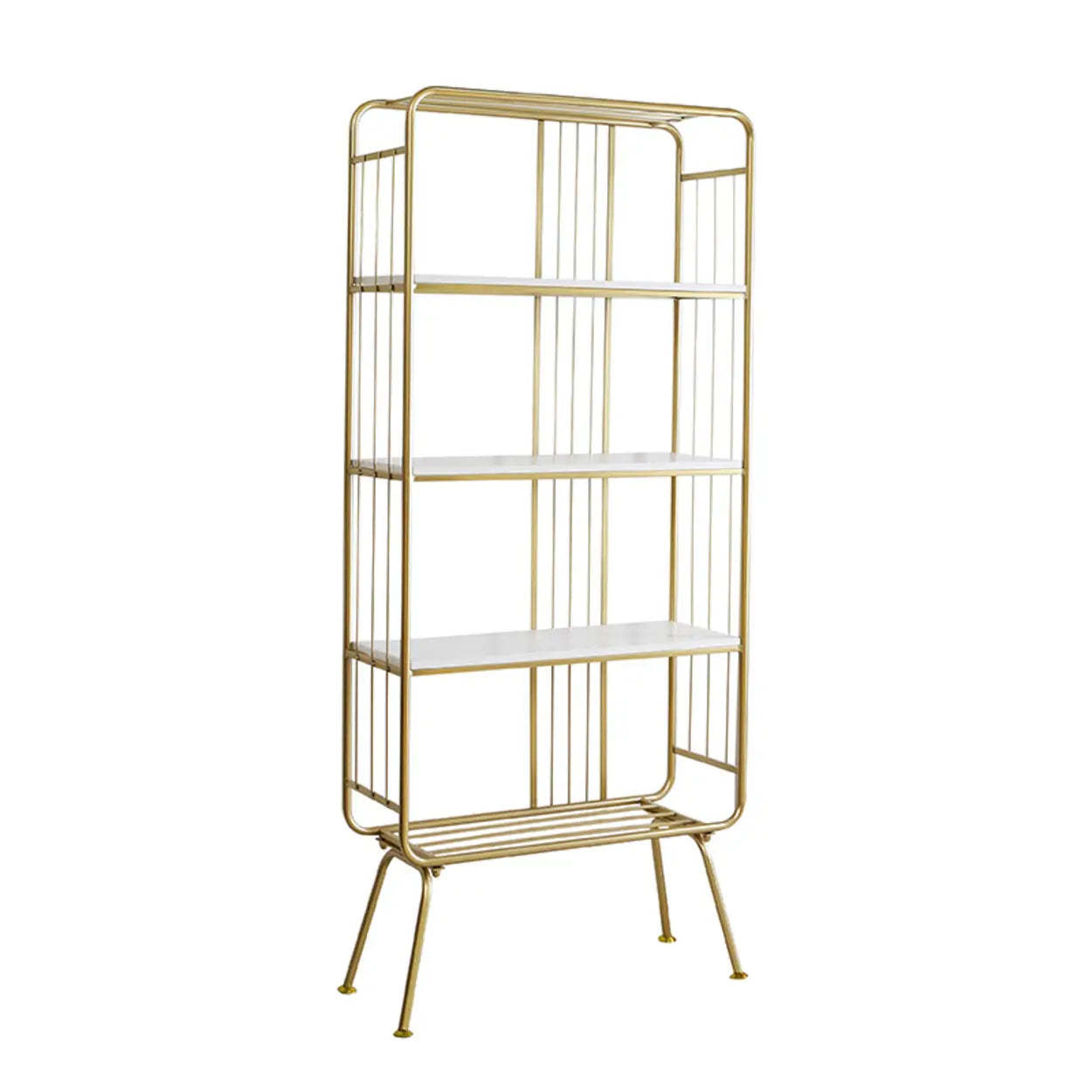 Simple Vertical Metal 4-Shelf Bookshelf — Gold