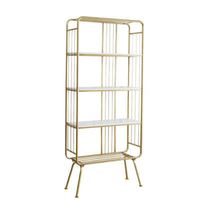 Simple Vertical Metal 4-Shelf Bookshelf — Gold