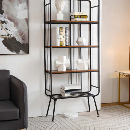 Simple Vertical Metal 4-Shelf Bookshelf