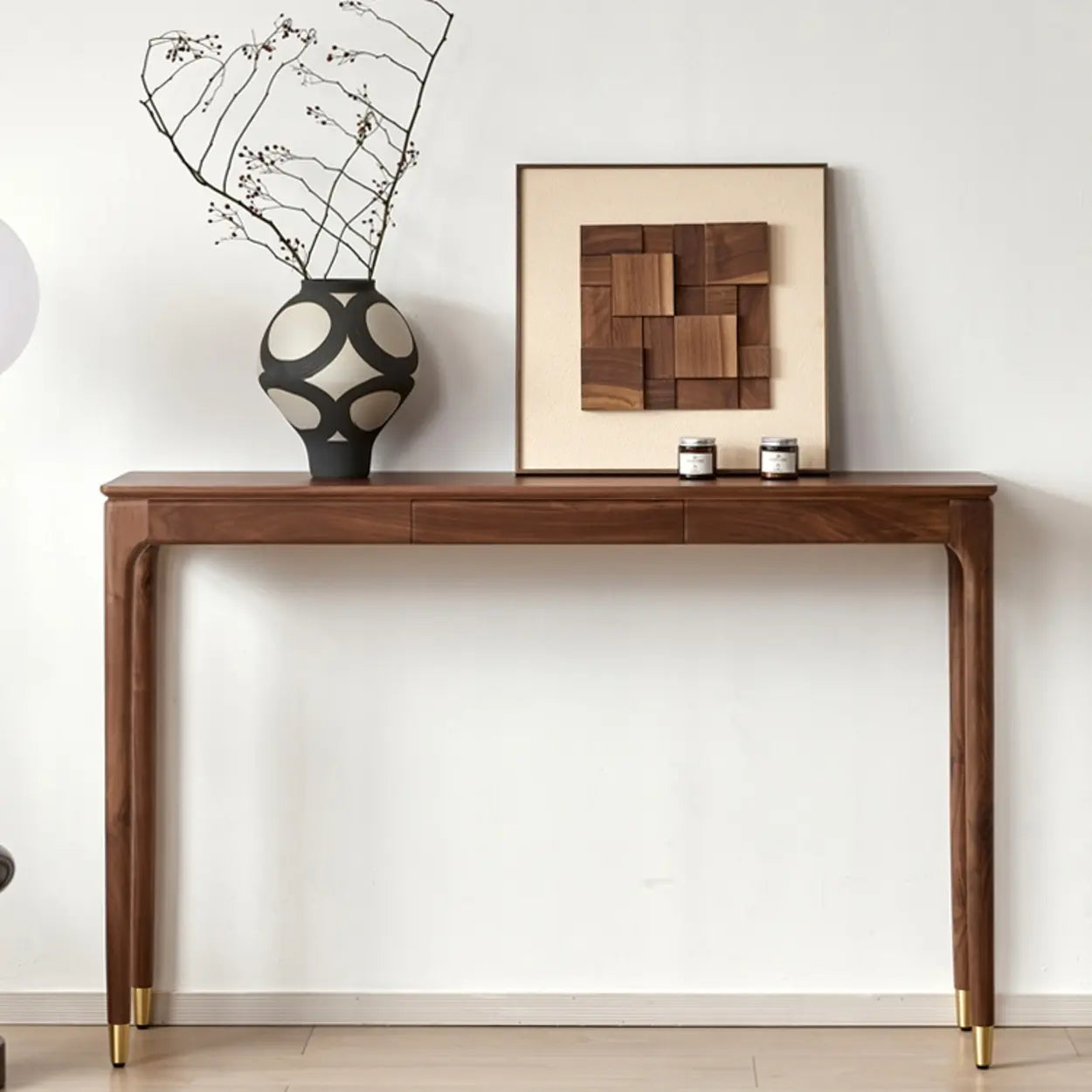 Lighom modern rectangular storage brown end & side tables in wood — 63"L x 13"W x 35"H