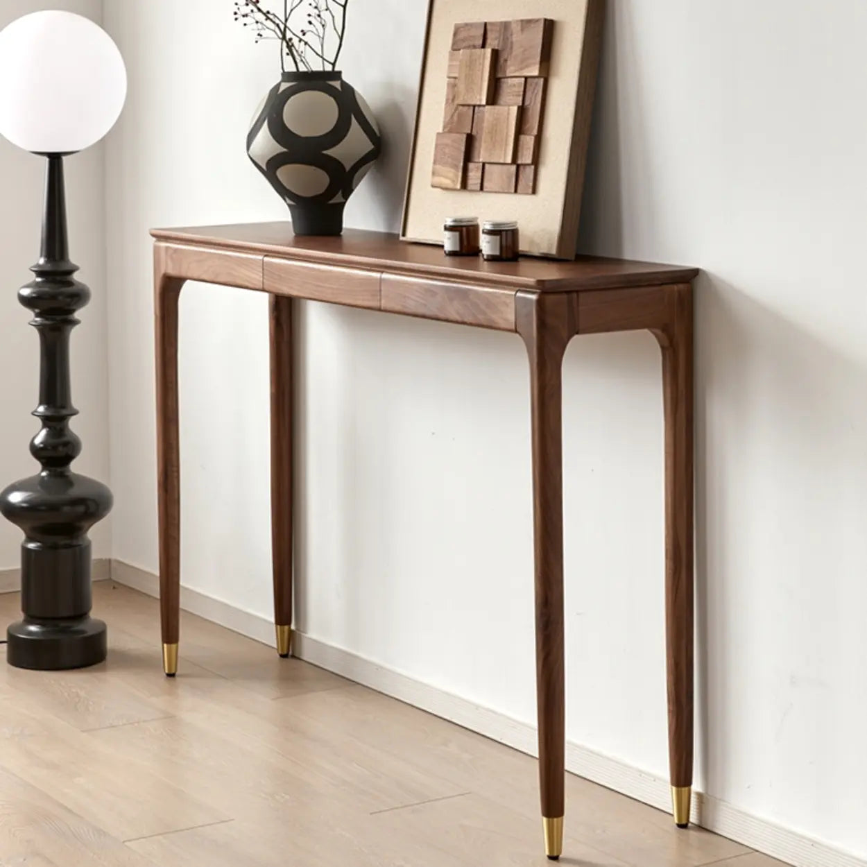 Storage rectangular wood end & side tables for living room — 31.5"L x 13"W x 35"H