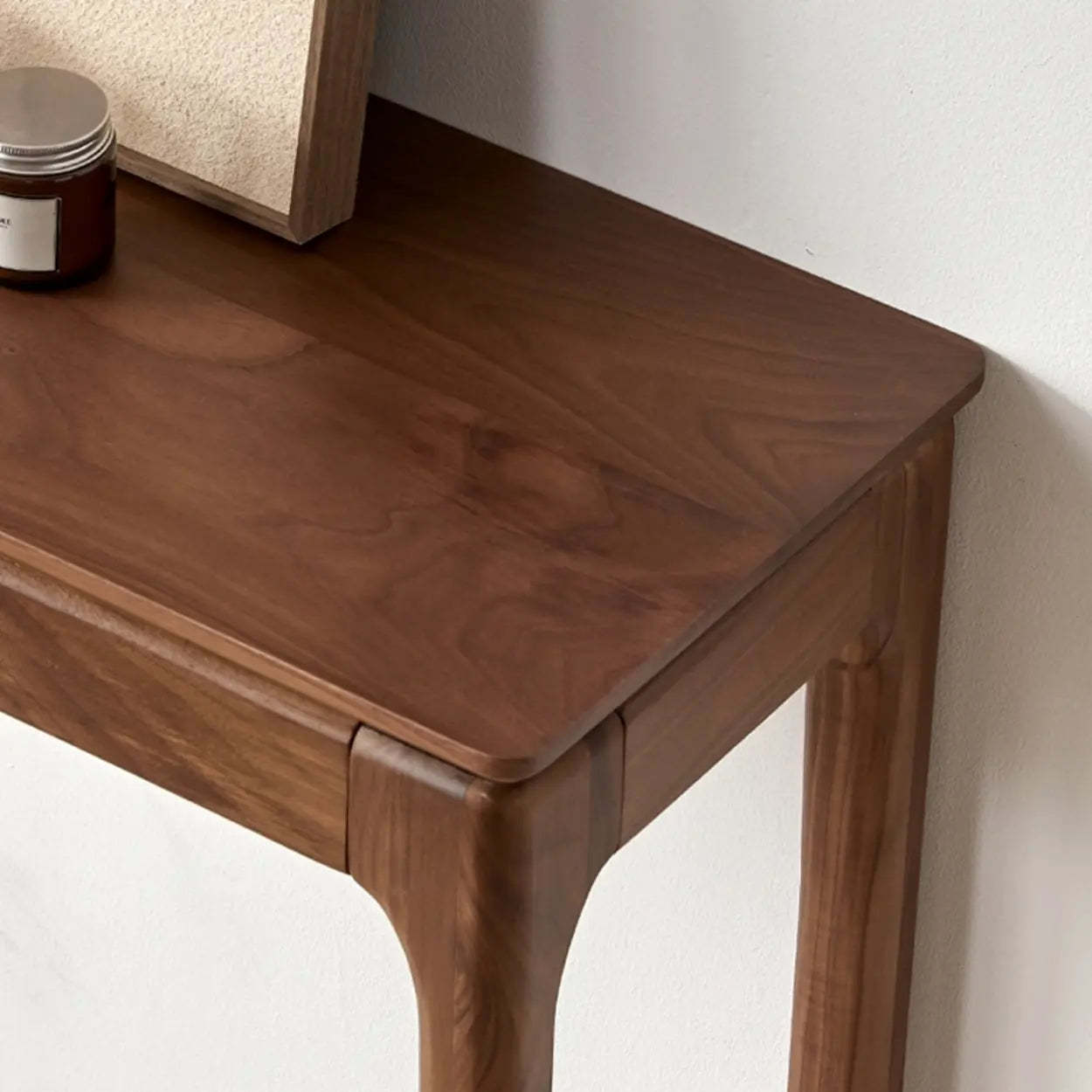 Walnut Rectangular Storage Console Table