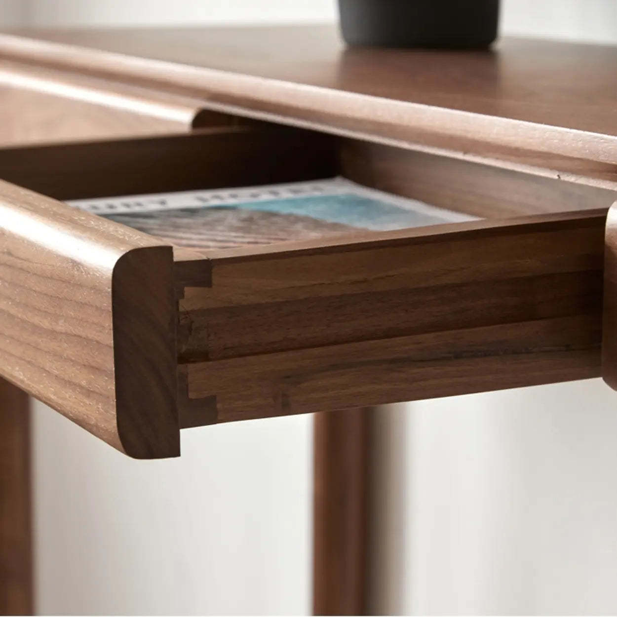 Walnut Rectangular Storage Console Table