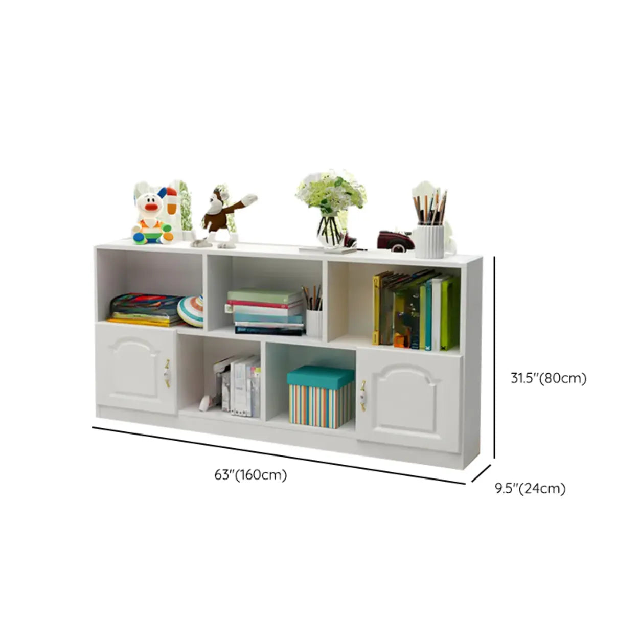 Simple White Modern Rectangular Wide Storage Bookcase