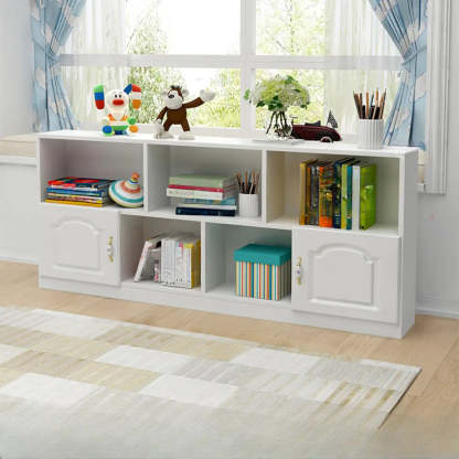 Simple White Modern Rectangular Wide Storage Bookcase