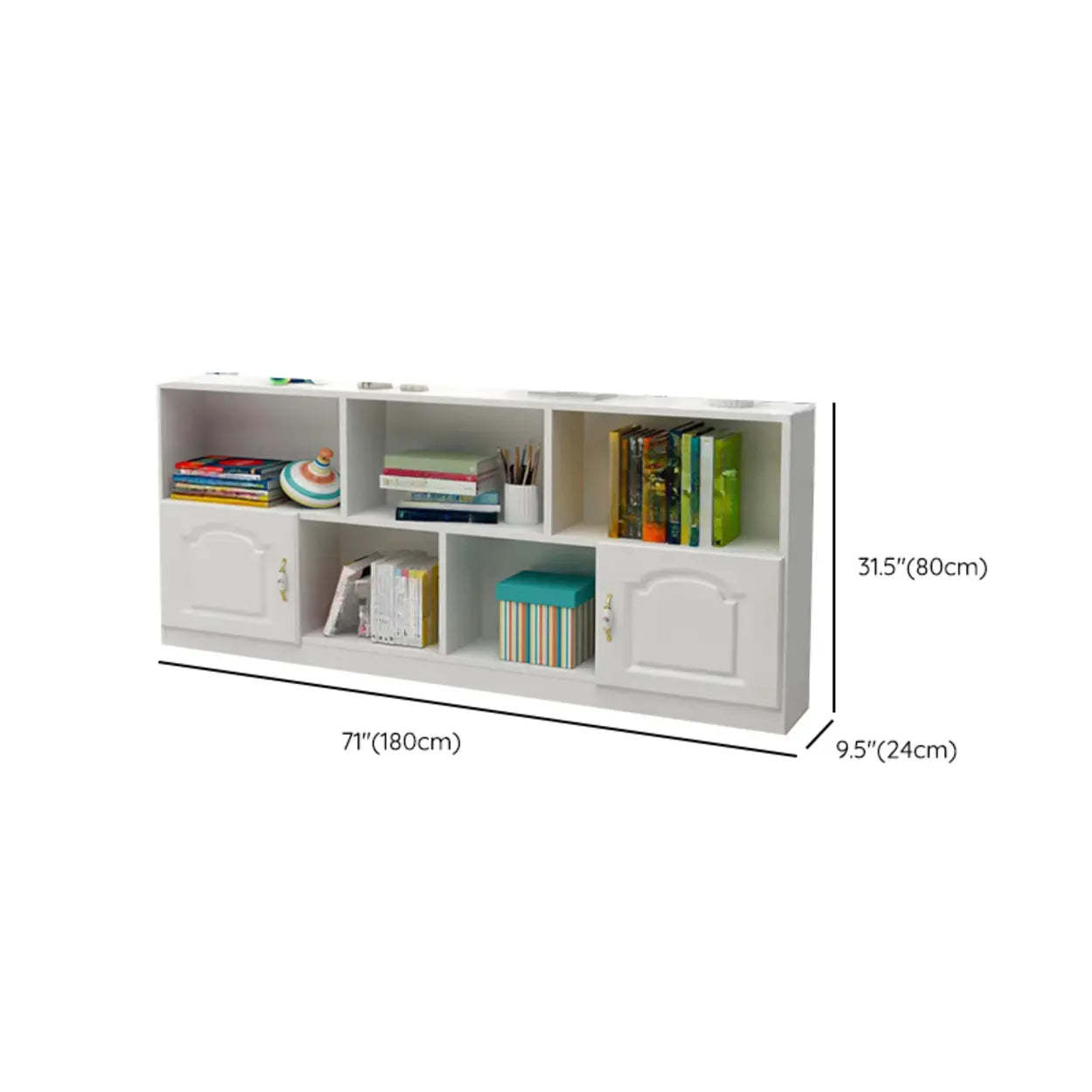 Simple White Modern Rectangular Wide Storage Bookcase