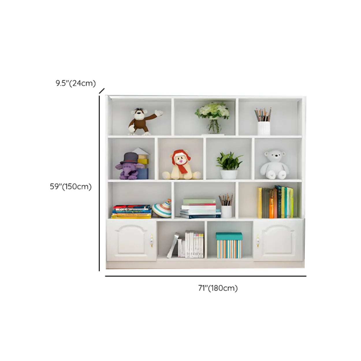 Simple White Modern Rectangular Wide Storage Bookcase