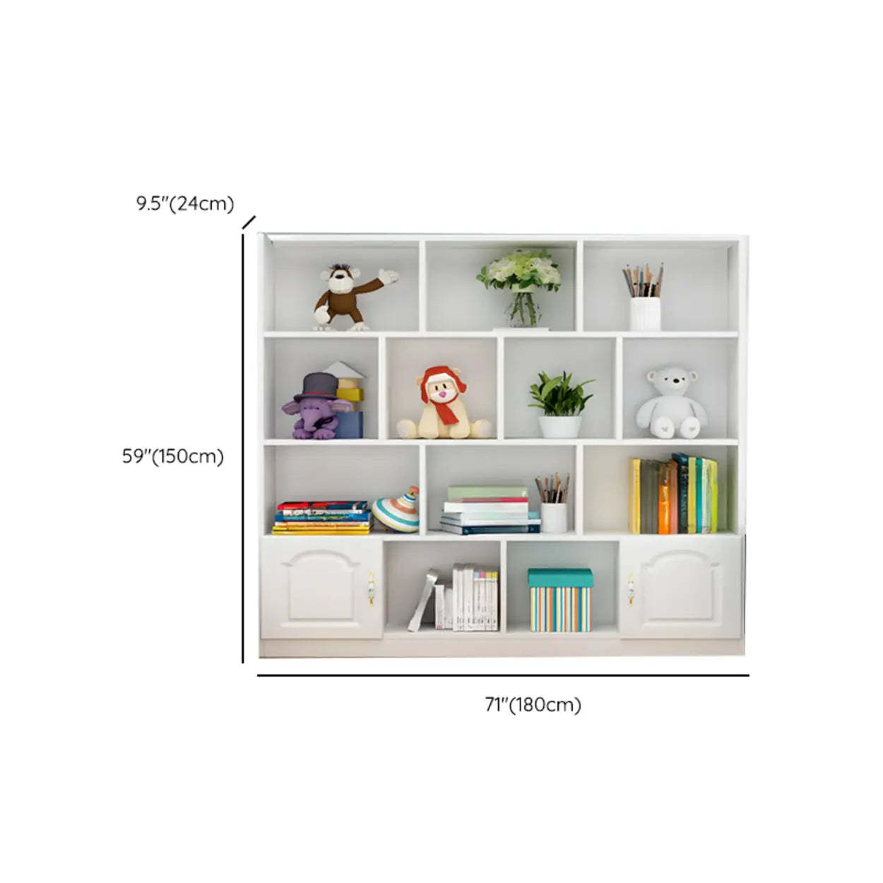 Simple White Modern Rectangular Wide Storage Bookcase