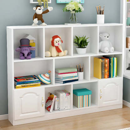 Simple White Modern Rectangular Wide Storage Bookcase