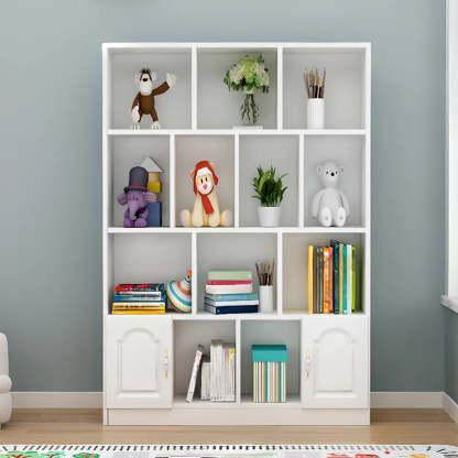 Simple White Modern Rectangular Wide Storage Bookcase