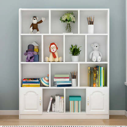 Simple White Modern Rectangular Wide Storage Bookcase
