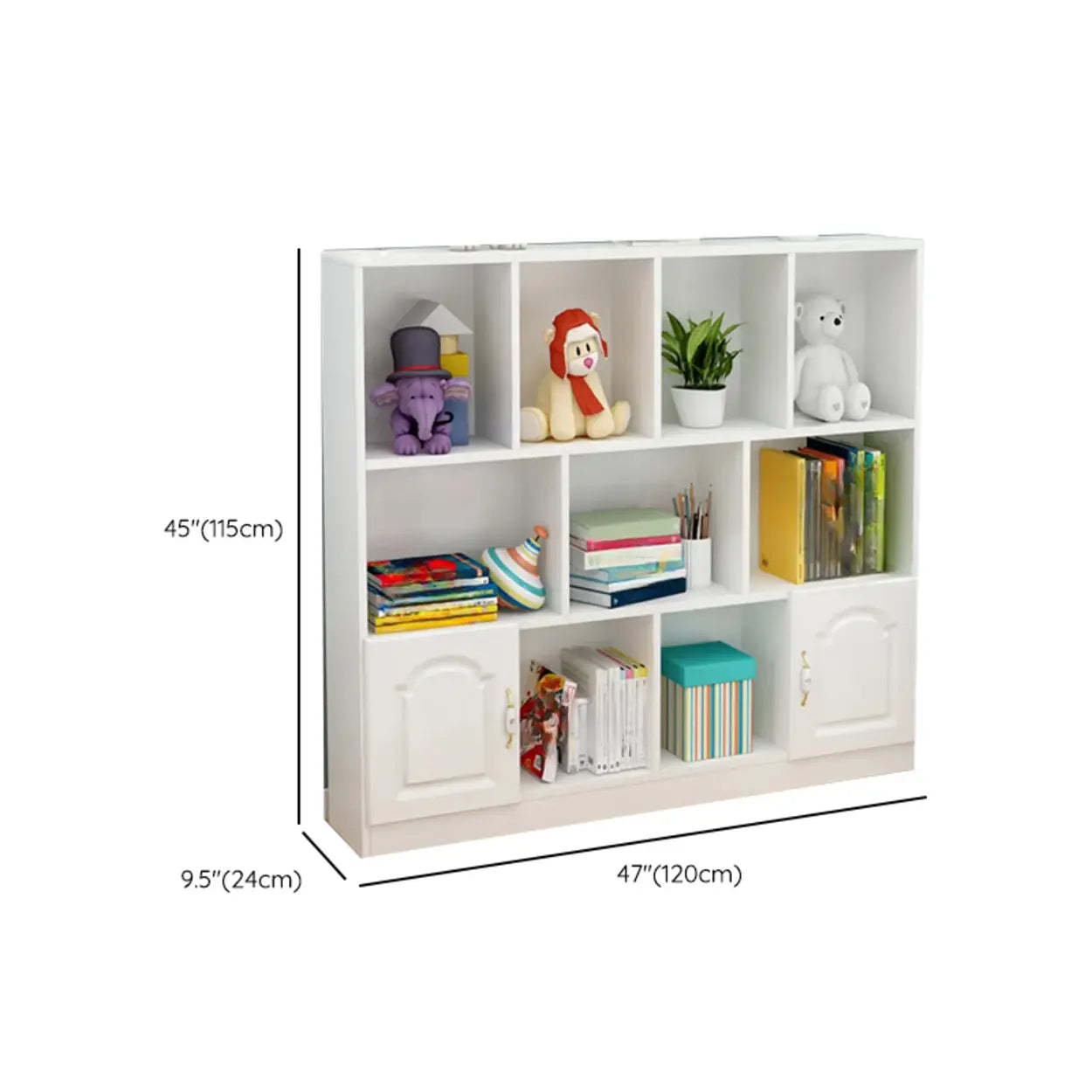 Simple White Modern Rectangular Wide Storage Bookcase