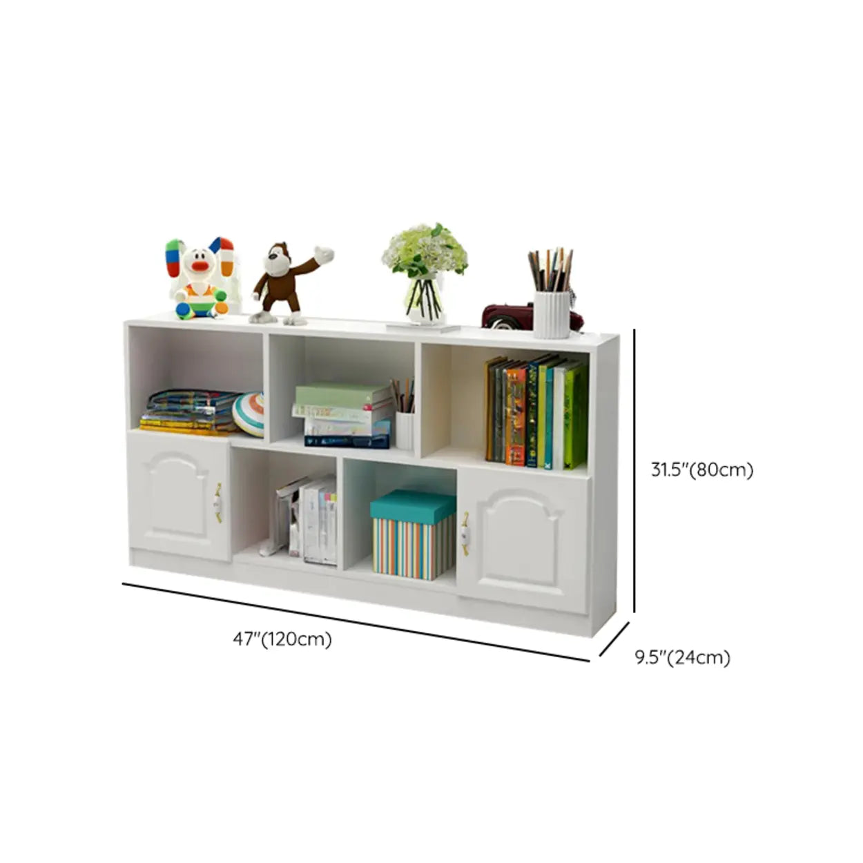 Simple White Modern Rectangular Wide Storage Bookcase