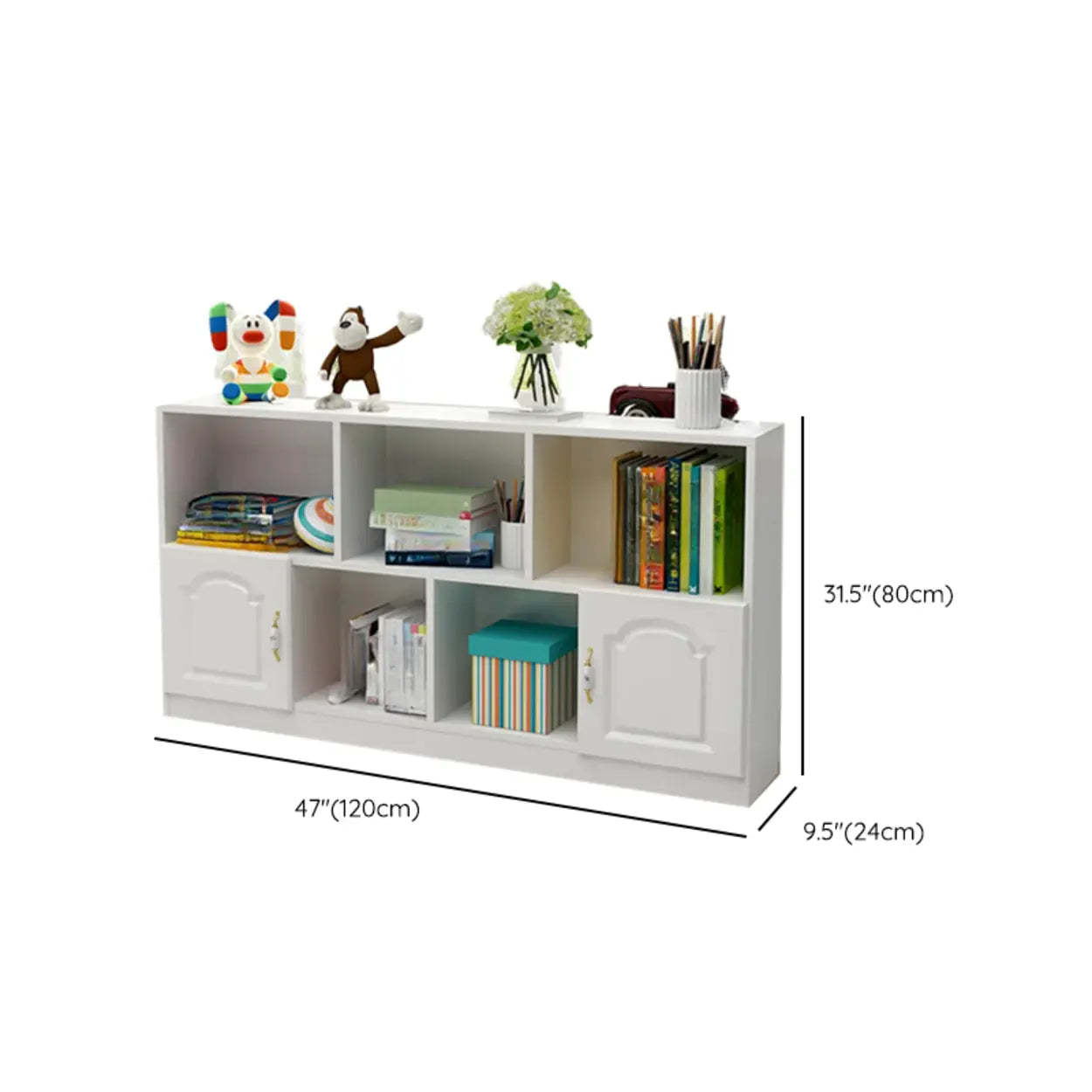 Simple White Modern Rectangular Wide Storage Bookcase
